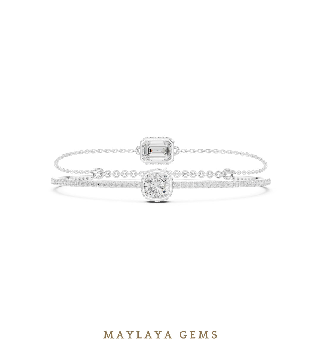 Maylaya Gems lab-grown diamond bracelet in white gold