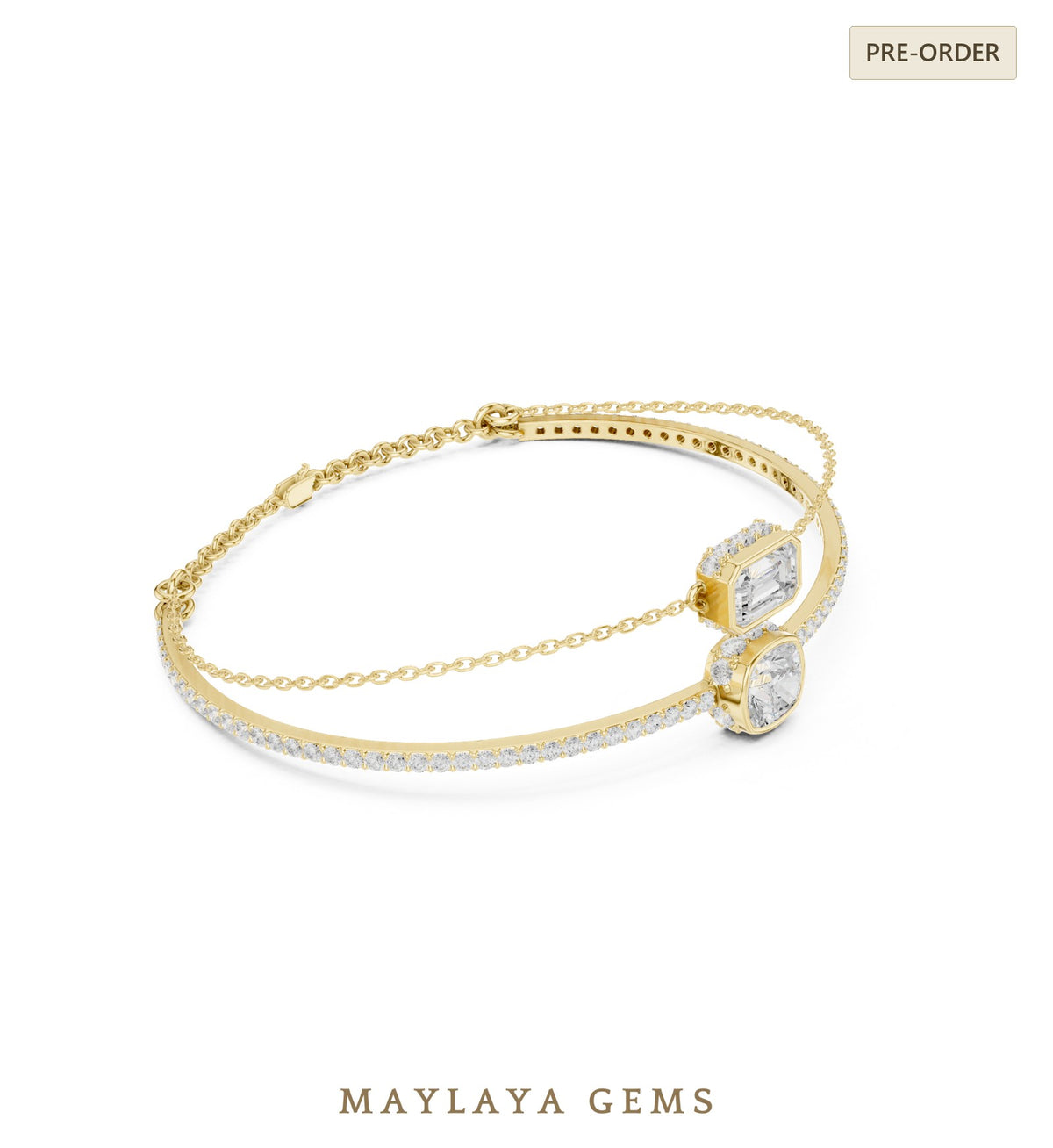 Maylaya gems lab grown diamond bracelet in yellow gold