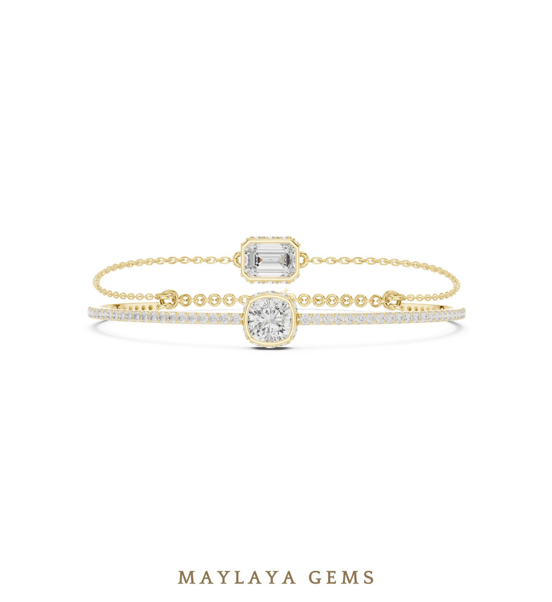 Maylaya Gems lab-grown diamond bracelet in yellow gold