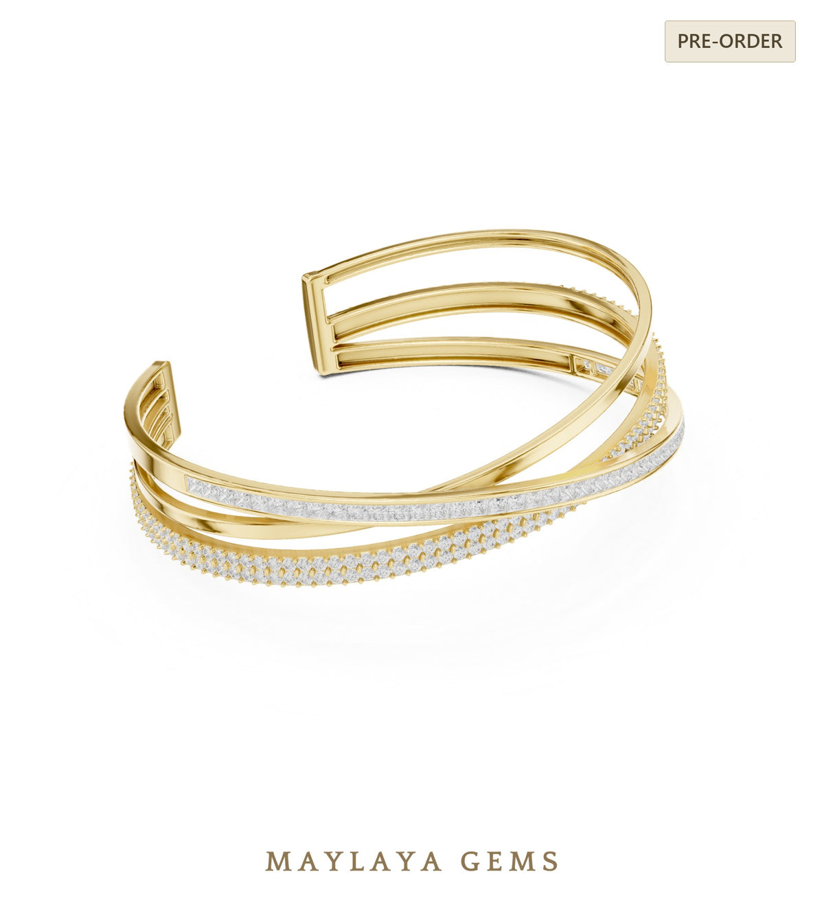 Maylaya gems lab grown diamond bracelet in yellow gold