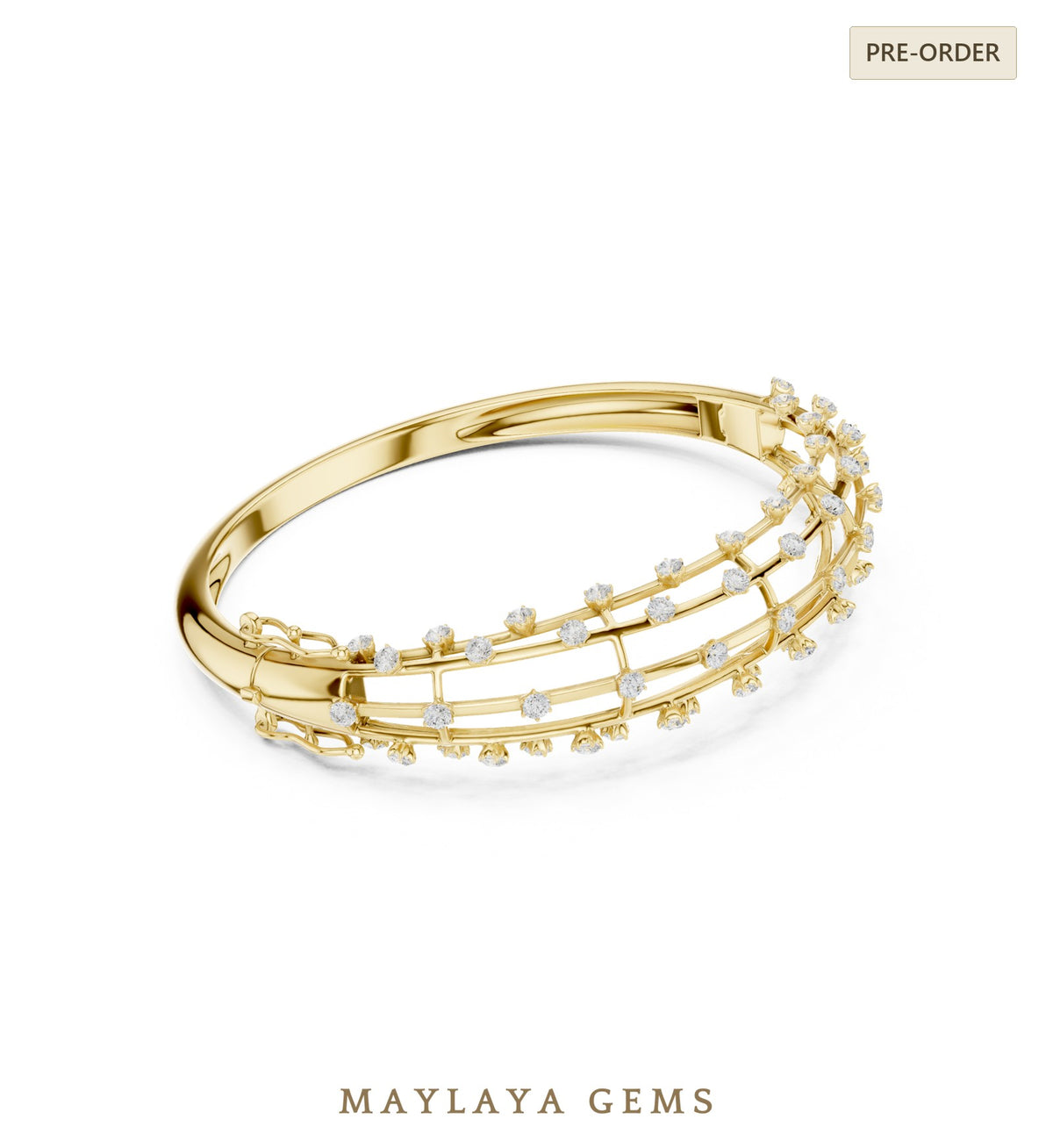 Maylaya gems lab grown diamond bracelet in yellow gold