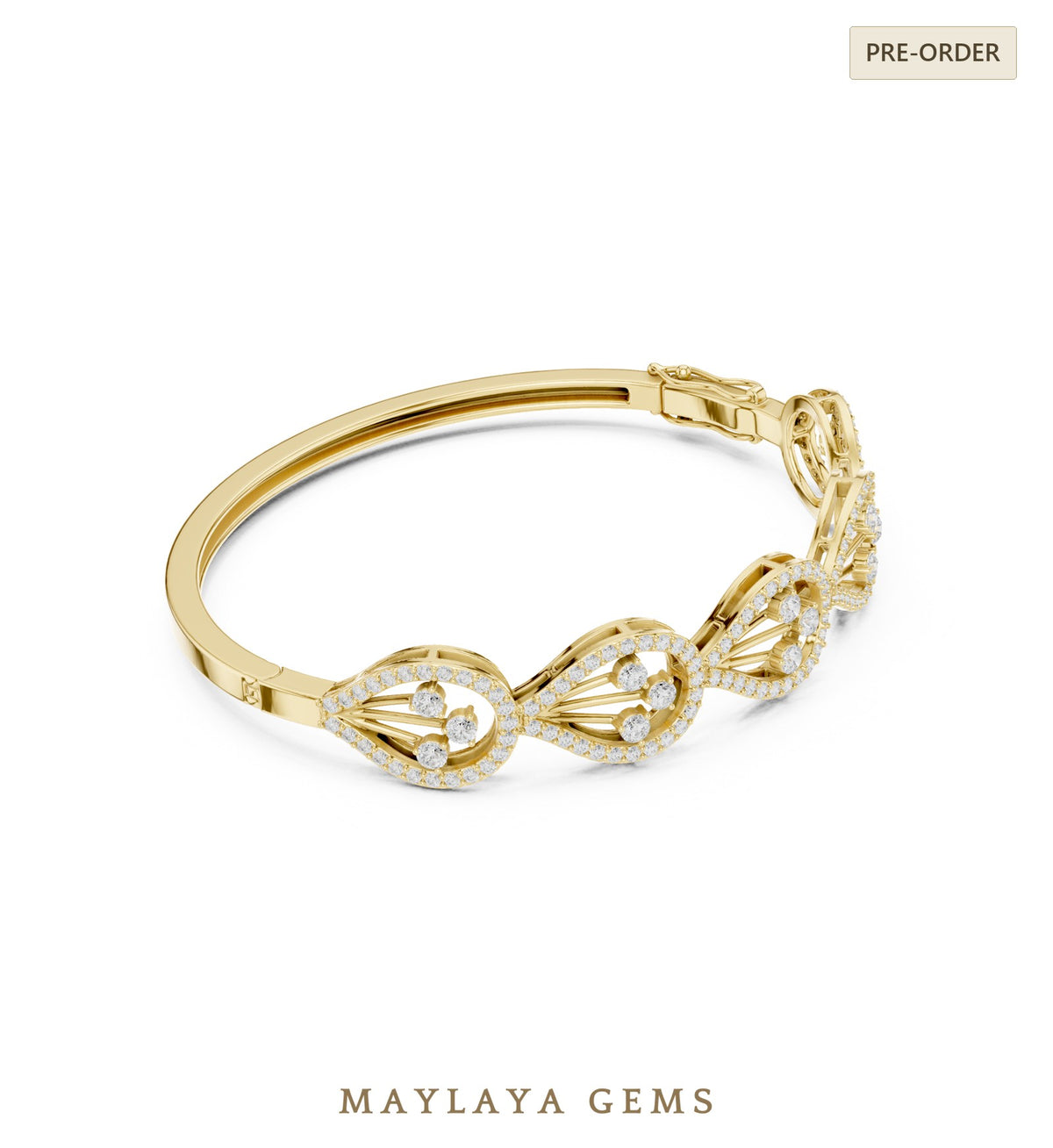 Maylaya gems lab grown diamond bracelet in yellow gold