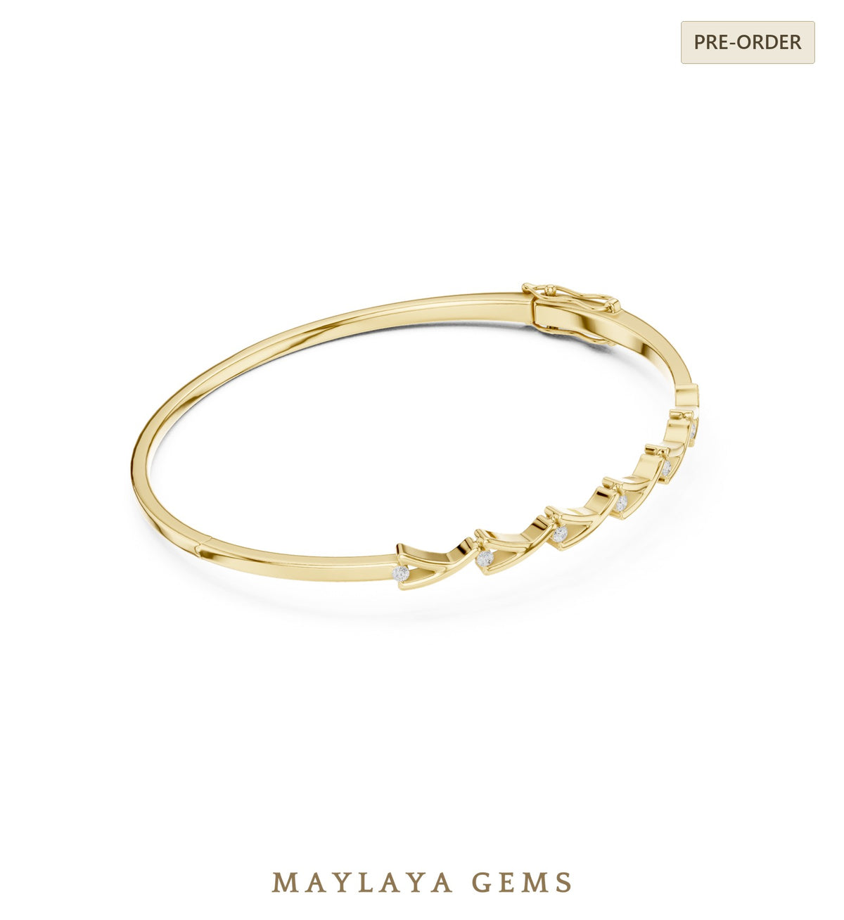 Maylaya gems lab grown diamond bracelet in yellow gold