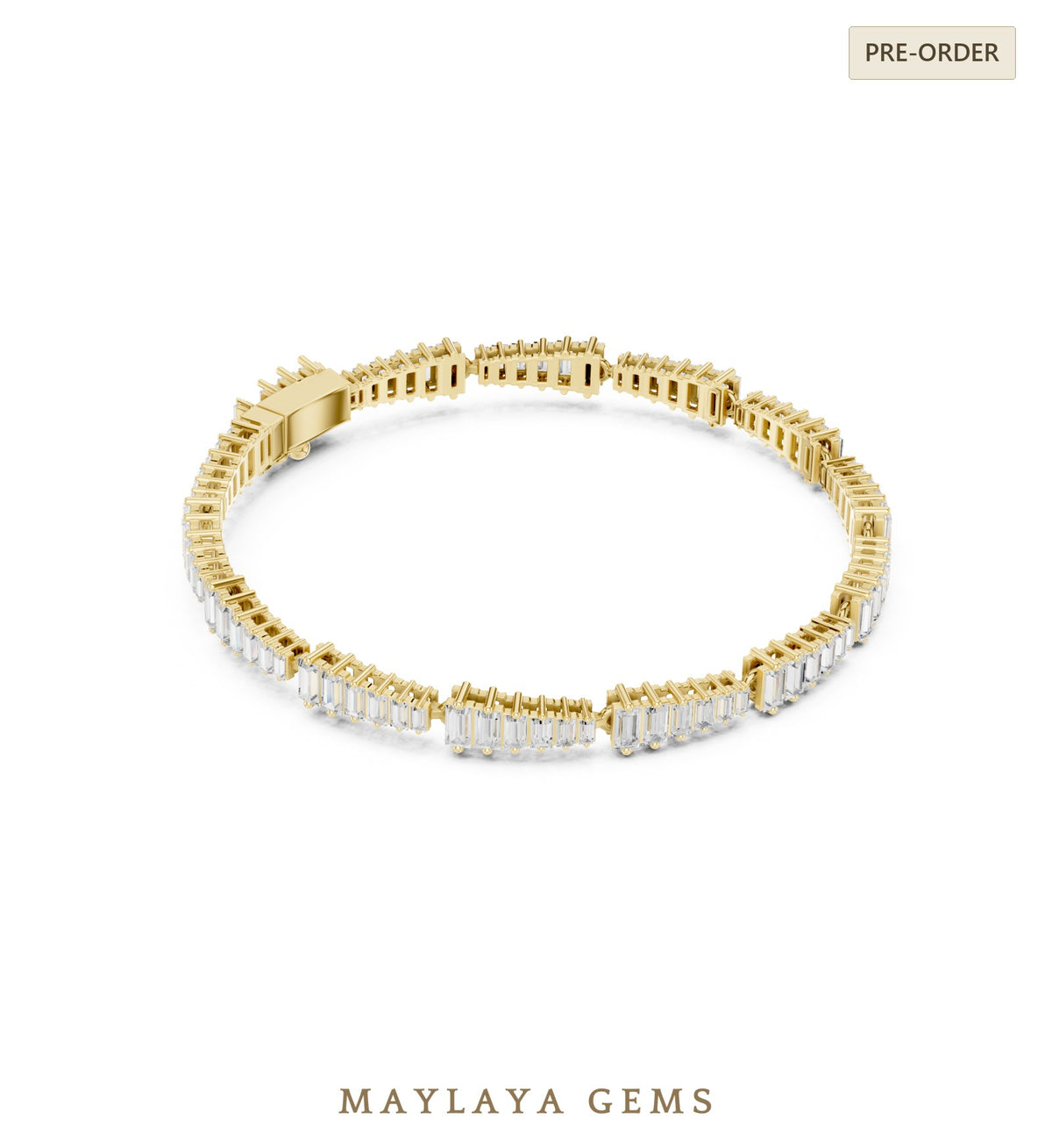 Maylaya gems lab grown diamond bracelet in yellow gold