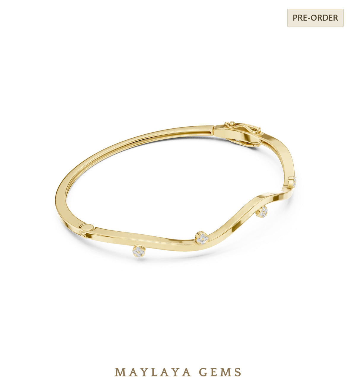 Maylaya gems lab grown diamond bracelet in yellow gold