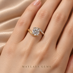 Load image into Gallery viewer, Maylaya Gems STK61 ring worn on a model's hand — close-up view
