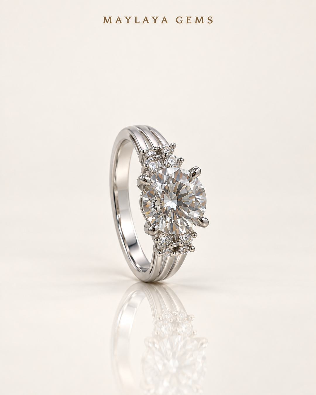 Maylaya Gems Stk107 — White Background Duo, soft white standing view