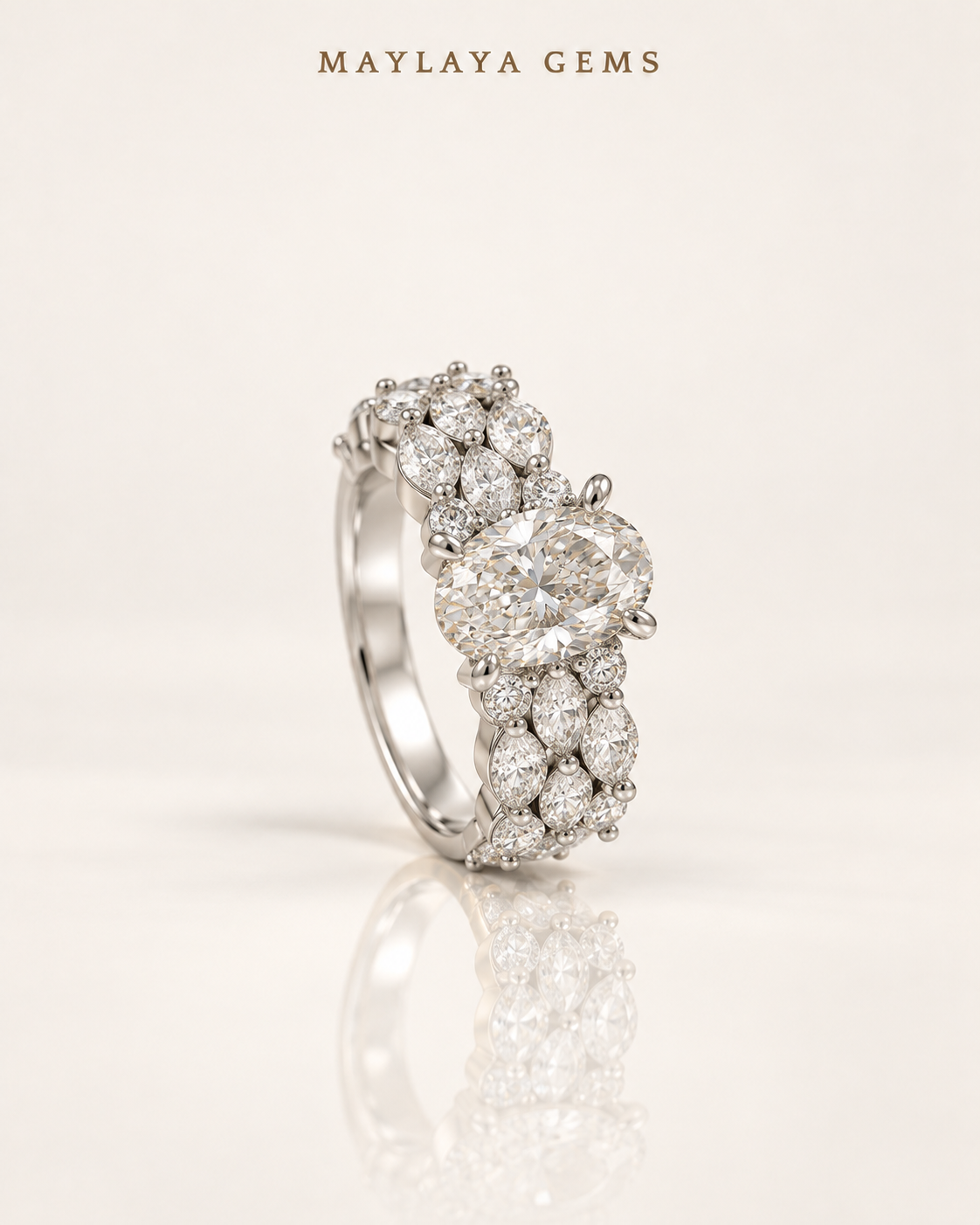 Maylaya gems stk119 — white background duo, soft white standing view