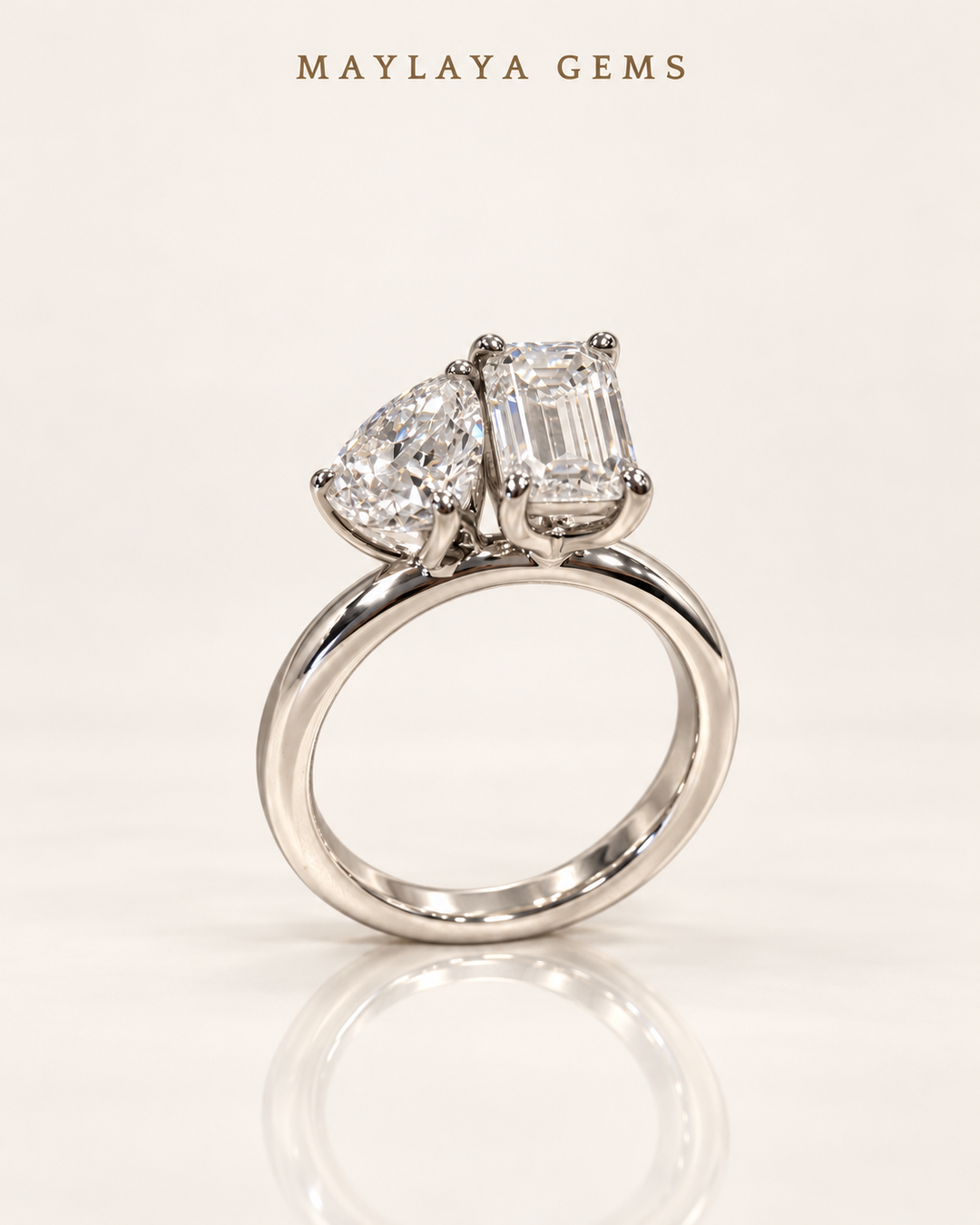 Maylaya Gems Stk124 — White Background Duo, soft white standing view