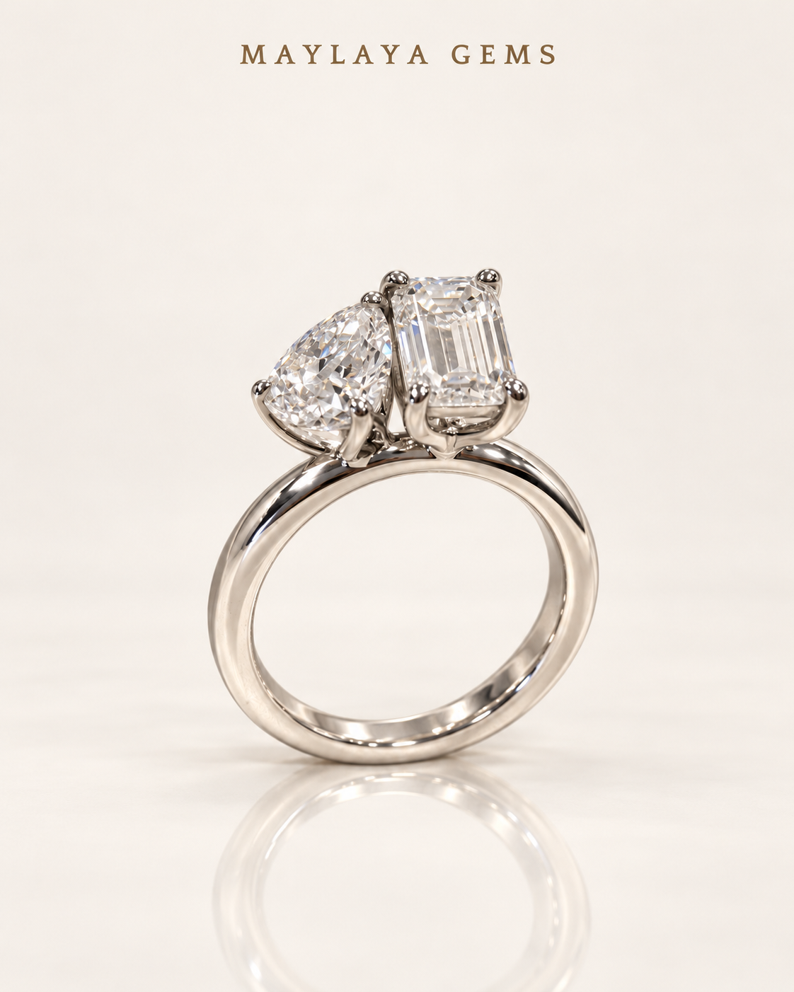Maylaya gems stk124 — white background duo, soft white standing view