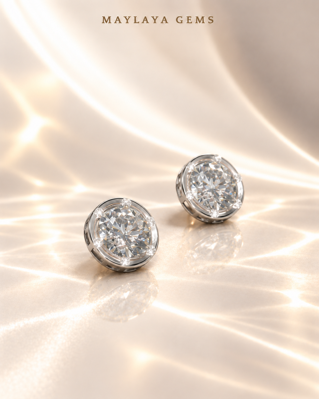 Maylaya Gems Stk id-133 — White Background Duo, glossy cream resting view