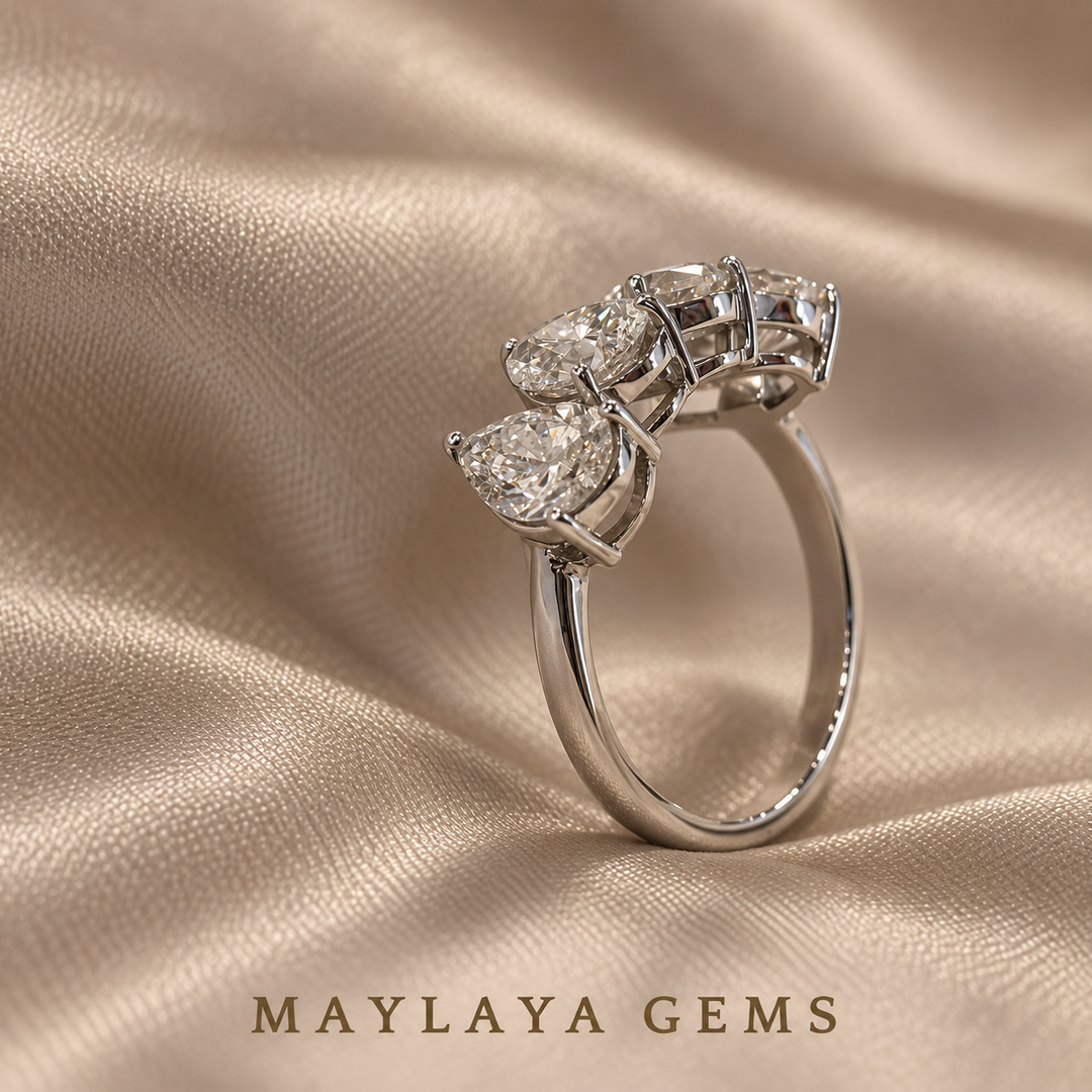 9K Gold 3.04 ct Pear Diamond Band — 00002/B032