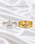 Load image into Gallery viewer, Maylaya Gems MG-BD-02 couple rings on white bridal satin
