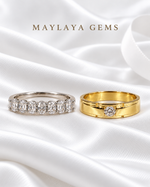 Load image into Gallery viewer, Maylaya Gems MG-BD-09 couple rings on white bridal satin
