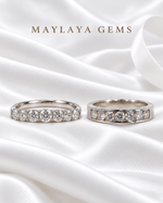 Load image into Gallery viewer, Maylaya Gems MG-BD-10 couple rings on white bridal satin
