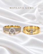 Load image into Gallery viewer, Maylaya Gems MG-CR-02 — white wedding couple-ring presentation
