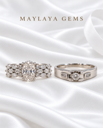 Load image into Gallery viewer, Maylaya Gems MG-CR-07 — white wedding couple-ring presentation
