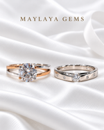 Load image into Gallery viewer, Maylaya Gems MG-CR-08 — white wedding couple-ring presentation
