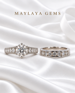 Load image into Gallery viewer, Maylaya Gems MG-CR-11 — white wedding couple-ring presentation

