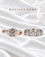 Load image into Gallery viewer, Maylaya Gems MG-CR-12 — white wedding couple-ring presentation
