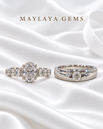 Load image into Gallery viewer, Maylaya Gems MG-CR-13 — white wedding couple-ring presentation
