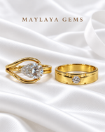 Load image into Gallery viewer, Maylaya Gems MG-CR-14 — white wedding couple-ring presentation
