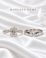 Load image into Gallery viewer, Maylaya Gems MG-CR-17 — white wedding couple-ring presentation
