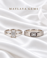 Load image into Gallery viewer, Maylaya Gems MG-CR-18 — white wedding couple-ring presentation
