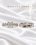 Load image into Gallery viewer, Maylaya Gems MG-CR-20 — white wedding couple-ring presentation
