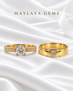 Load image into Gallery viewer, Maylaya Gems MG-CR-26 — white wedding couple-ring presentation
