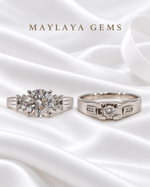 Load image into Gallery viewer, Maylaya Gems MG-CR-27 — white wedding couple-ring presentation
