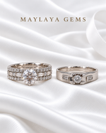 Load image into Gallery viewer, Maylaya Gems MG-CR-29 — white wedding couple-ring presentation
