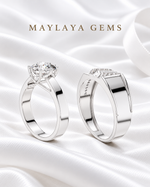 Load image into Gallery viewer, Maylaya Gems MG-PO-02 — white wedding couple-ring presentation
