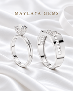 Load image into Gallery viewer, Maylaya Gems MG-PO-03 — white wedding couple-ring presentation
