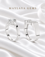 Load image into Gallery viewer, Maylaya Gems MG-PO-04 — white wedding couple-ring presentation
