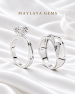 Load image into Gallery viewer, Maylaya Gems MG-PO-05 — white wedding couple-ring presentation
