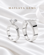 Load image into Gallery viewer, Maylaya Gems MG-PO-06 — white wedding couple-ring presentation
