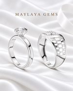 Load image into Gallery viewer, Maylaya Gems MG-PO-07 — white wedding couple-ring presentation
