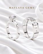 Load image into Gallery viewer, Maylaya Gems MG-PO-08 — white wedding couple-ring presentation
