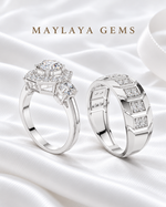 Load image into Gallery viewer, Maylaya Gems MG-PO-12 — white wedding couple-ring presentation
