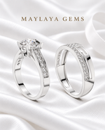 Load image into Gallery viewer, Maylaya Gems MG-PO-14 — white wedding couple-ring presentation
