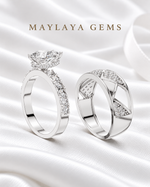 Load image into Gallery viewer, Maylaya Gems MG-PO-19 — white wedding couple-ring presentation

