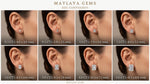 Load image into Gallery viewer, Maylaya Gems emerald diamond earring size reference — carat weight per stone and approximate millimetre dimensions, not total pair weight.
