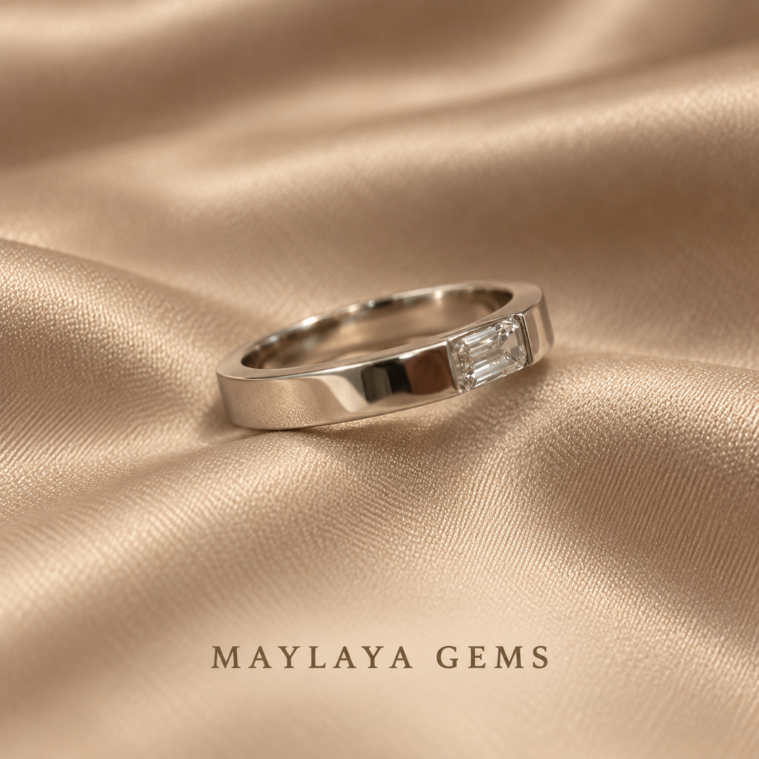 9K Gold 0.3 ct Emerald Diamond Ring — F004