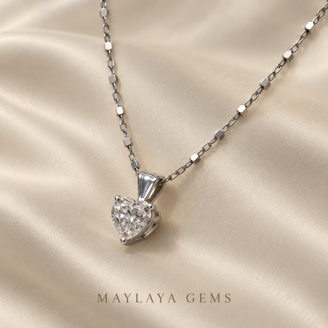 9K Gold 1.07 ct Heart Diamond Pendant — J001