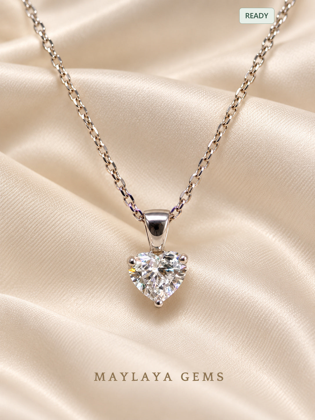 9K Gold 1.07 ct Heart Diamond Necklace — JF027 — view 1