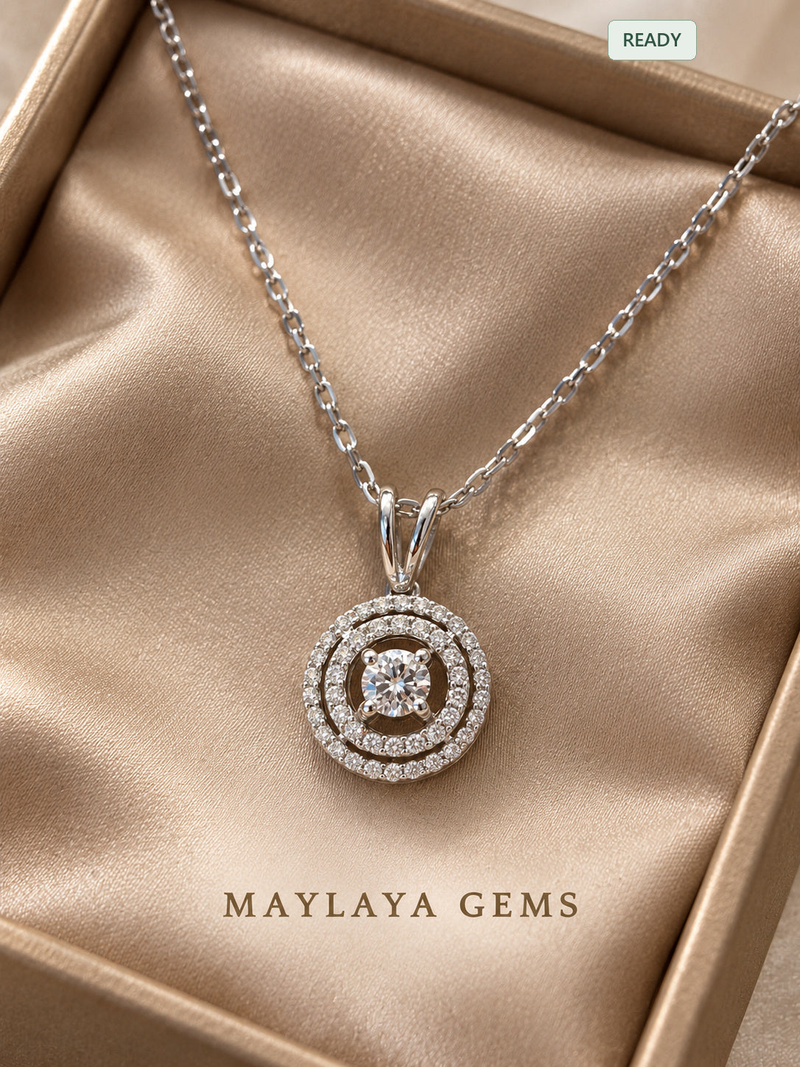9K Gold Round Diamond Necklace — JF029