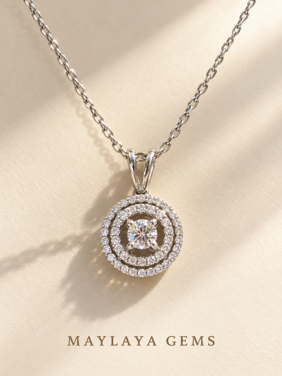 9K Gold Round Diamond Necklace — JF029 — view 2