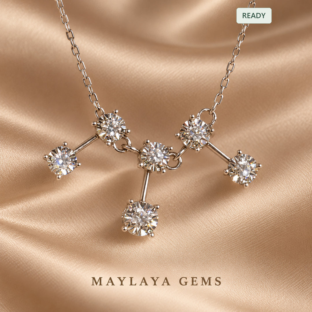 18K Gold 0.12 ct Round Diamond Pendant Necklace | Maylaya Gems