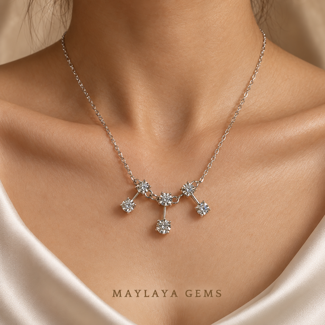 18K Gold 0.12 ct Round Diamond Pendant Necklace | Maylaya Gems